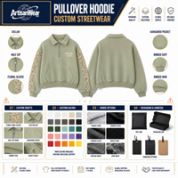 Sweat-shirt personnalisé pour homme, beige, col zippé, avec empiècements camouflage sur les manches, poche kangourou, logo OEM ODM