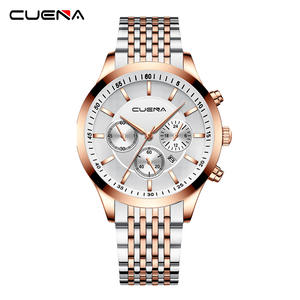 CUENAメンズビジネスクォーツ時計カレンダー表示ローマ番号ダイヤルアナログステンレス鋼ストラップ腕時計 - Product Image 5