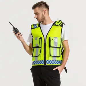 Custom Printing Logo Security Night Vision Reflective Vest Traffic Clothing Jacket Reflective Work Safety Vest