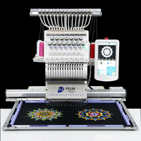 Machine à broder informatisée FUJA à tête unique, 12 ou 15 aiguilles, 400*600mm, pour T-shirts, chapeaux, casquettes, vêtements, sacs et couture plate