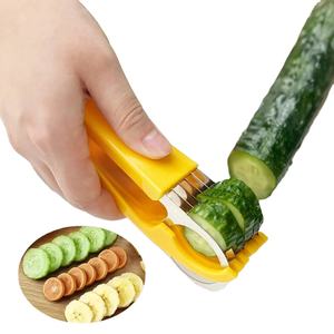 Cortador de verduras multifuncional, rebanador de plátanos y pepinos, cortador manual portátil de frutas y verduras, utensilios de cocina para uso doméstico. - Product Image 1