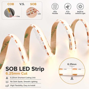 ไฟ LED แบบยืดหยุ่นพิเศษ SOB 24V DC 15W/M กว้าง 10 มม. ตัดได้ทุก 6.25 มม. แบบไร้จุด - Product Image 1