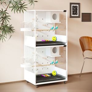 Gabbia per Pappagalli in Legno Massello, Ampio Spazio, Vetro Trasparente, Nido Ecologico per l'Allevamento di Uccelli, Senza Chiusura, Taglia L-Large - Product Image 5