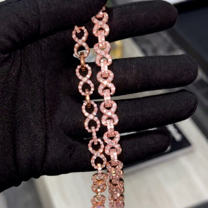 Pulsera de Cadena Estilo Infinito con Diamantes Moissanite Chapados en Oro Rosa, Engaste Completo, Joyería para Uso Diario de Mujer - Product Image 5