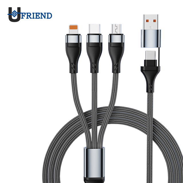 Multi Charging Cable 2-in-3 Nylon Braided 3A Fast Charger for Multiple Devices