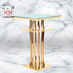Venta al por mayor de diseño moderno de la boda decoraciones de oro de acero inoxidable al aire libre de la Mesa de <span class=keywords><strong>barra</strong></span> alta <span class=keywords><strong>para</strong></span> la boda - Product Image 3