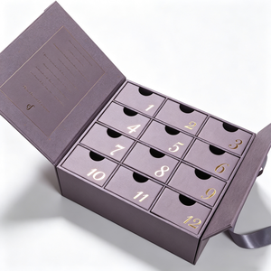 Emballage de luxe personnalisé pour bijoux en chocolat, cosmétiques, boîte cadeau à double tiroir, calendrier de l'avent en papier - Product Image 4