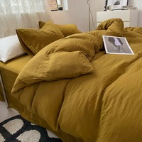 Parure de lit en coton lavé 200TC 32S de haute qualité, ensemble de housse de couette 100% coton, ensemble de draps