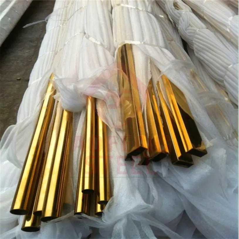 Gold stainless steel tubes 201 grade for decoration price in china