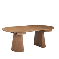 Moderner Esstisch aus Eschenholzfurnier, oval und ausziehbar, mit geräuscharmer Schiene für Esszimmermöbel zu Hause