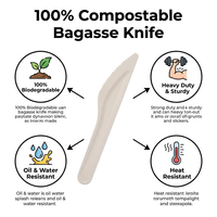Nouvel Arrivage – Ensemble de Couverts Biodégradables en Bagasse Blanche de Qualité Supérieure – Fourchette, Cuillère et Couteau Jetables pour Usage Quotidien à Domicile