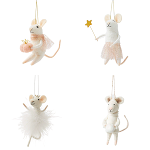 Handmade cảm thấy treo chuột với Nhung Màu Xanh lá cây ăn mặc giáng sinh treo cây trang trí Xmas bên trang trí - Product Image 4