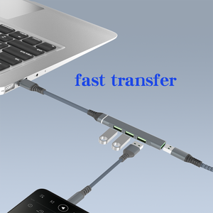 Nhà Máy bán hàng trực tiếp nylon bện OTG Đầu đọc thẻ Ethernet Adapter C 3.0 miễn phí tải về 4 cổng USB HUB - Product Image 5