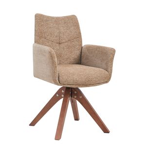 Italian Fabric High Back Executive <b>Armchair</b> Danish Design Modern Swivel Wood Frame Stainless Steel Fixed Armrest French Office - Product Image 1