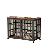 Cage pour chien de style meuble, en tube d'acier robuste, avec plateau coulissant, niche d'intérieur pour animaux de compagnie avec table de rangement pour chiens