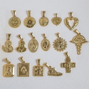เครื่องประดับแฟชั่น Dinty Charms สุดฮิตสำหรับผู้หญิง ทำสร้อยคอแบบกำหนดเอง ชุบทองบนสแตนเลสสตีล รูปทรงเรขาคณิต ลายใบไม้และรองเท้า - Product Image 4