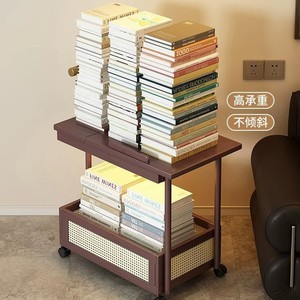 Side <b>table</b>, coffee <b>table</b>, movable sofa, side cabinet, <b>small</b> apartment <b>folding</b> trolley, living room shelf, solid wood vintage - Product Image 5