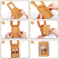 Caja de Embalaje de Papel Kraft Blanca y Negra de Lujo con Ventana Transparente, Plegable y Reciclable, para Llaveros, Collares y Pulseras, con Inserto de Papel
