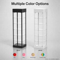 Vitrine à bijoux verrouillable robuste, verre trempé, cadre en aluminium, éclairage LED, 5 étagères réglables, taille personnalisable