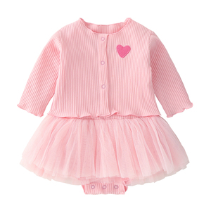 Corazón EMB de punto de algodón de princesa bebé niños recién nacido ropa de bebé niñas pantalones conjuntos al por mayor - Product Image 2