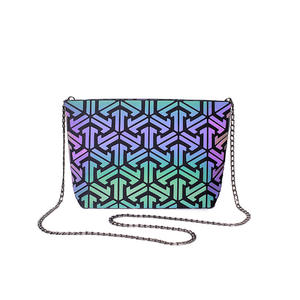 Bolso de Mano Luminoso con Diseño Geométrico de <span class=keywords><strong>Catan</strong></span>, Bolso de Hombro Holográfico que Cambia de Color, Bolso de Diálisis con Cadena, Venta al por Mayor - Product Image 3