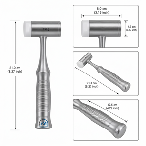 Premium orthopedic surgical hammer 330 gram bone mallet Top quality metal steel mallet Disks bone mallet surgical - Product Image 5