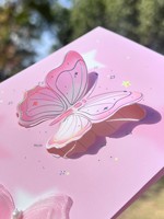 BIG ROLE Carte de vœux en papier 3D découpée au laser holographique avec motif papillon, décoration perlée et enveloppe assortie pour anniversaire et cadeau de fêtes