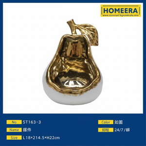 เครื่องประดับเซรามิกลูกแพร์สีขาวและสีทองขนาด22ซม. ดีไซน์สัตว์สำหรับบ้านออฟฟิศงานแต่งงานและของตกแต่งครบรอบสำหรับโรงแรม - Product Image 1