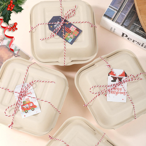 Boîte à lunch en bagasse biodégradable 100 % écologique, type clamshell, pour burgers et aliments – Meilleures ventes - Product Image 6