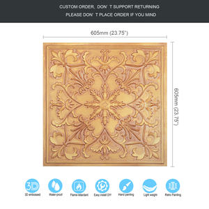 Style Japonais PL70 Vintage Brun Or Carrelage de <span class=keywords><strong>Plafond</strong></span> Décoratif en Étain Panneaux Muraux en Relief Plafonds en <span class=keywords><strong>PVC</strong></span> Imperméable pour Café Club - Product Image 5