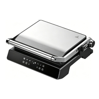 Presse à sandwich électrique domestique 4 tranches, machine à panini avec plaques amovibles, contrôle mécanique, revêtement antiadhésif, ouverture à 180°