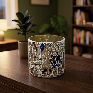 Support de bougie en verre mosaïque artisanal, rond, pour Noël, intérieur, écologique, sans gouttes, pour la décoration de la maison - Product Image 3