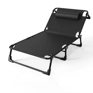 Lit de camping pliant de voyage en plein air pour la sieste OEM léger en métal portable à hauteur réglable