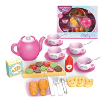 Ensemble de thé de l'après-midi avec pizza poulet frit et croquettes de pommes de terre pour les enfants Pretend Tea Party Fun