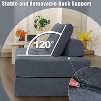 Silla plegable para dormir con almohada para sala de estar, dormitorio, futón, sofá cama, soporte trasero con cremallera, sofá seccional convertible