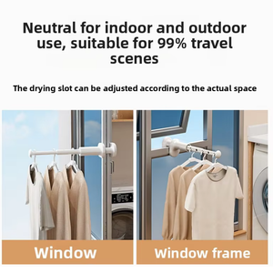 Cintre de voyage rétractable tendance sans perçage en plastique ABS, séchoir à linge avec clip <span class=keywords><strong>fixe</strong></span> et 5 trous de suspension coupe-vent - Product Image 5