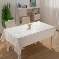 Nappe de table rectangulaire imperméable RNPT en tissu blanc nacré irisé avec motif discret pour restaurant