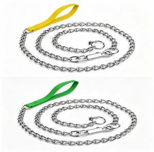Trusted Pet Suppliers Custom Metal Pet Leash <b>Bite</b> Proof Dog Chain Leash Heavy Gauge Pet Dog Leash with Non Slip Handle - Product Image 3