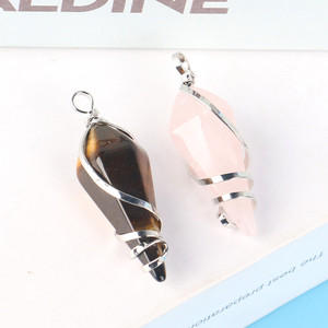 الكريستال فينغشوي المعلقات البندول قلادة سلك الشفاء الطبيعي ملفوفة الصف مسدس المنشور نقطة السائبة سحر الكوارتز - Product Image 4