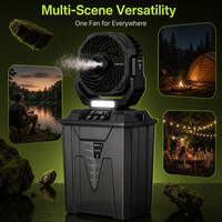 Ventilateur Brumisateur Rechargeable 2026 avec Télécommande, Réservoir d'Eau 7L, Batterie 20000mAh, Refroidissement Ultrasonique, Lumière LED, Oscillant, USB-C, pour Extérieur et Maison