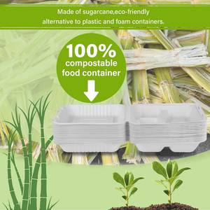 Custom Food Corn Starch Disposable Biodegradable Plastic Clamshell Hinged Box with Lid Microwaveable <b>Takeaway</b> Meal Packaging - Product Image 4