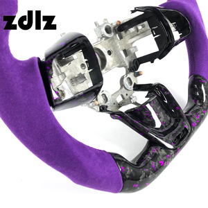 Volant de voiture 2020 2021 <span class=keywords><strong>2022</strong></span> 2023 pour Kia Stinger GT, personnalisé en cuir suédé violet, volant en fibre de carbone forgée - Product Image 5