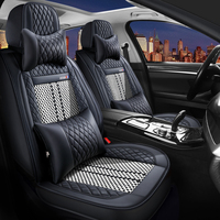 Fundas de Asiento de Coche de Cuero de Lujo Estilo Ejecutivo, Seda Helada, Cobertura Completa, Juego Interior, Aptas para las Cuatro Estaciones, Compatibles con la Mayoría de los Modelos de Vehículos