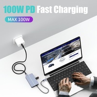 9 in 1 USB C Hub PD 100W USB 3.0 Ports Type C Docking Station 4K 30Hz Dual HDTV Port Pembaca Kartu TF/SD untuk Laptop USB C