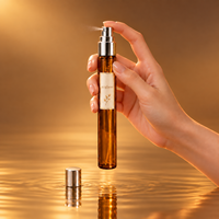 Flacon pulvérisateur de parfum en verre transparent de luxe, fin et élégant, avec atomiseur et capuchon argentés, pour l'emballage de parfums (vente en gros)