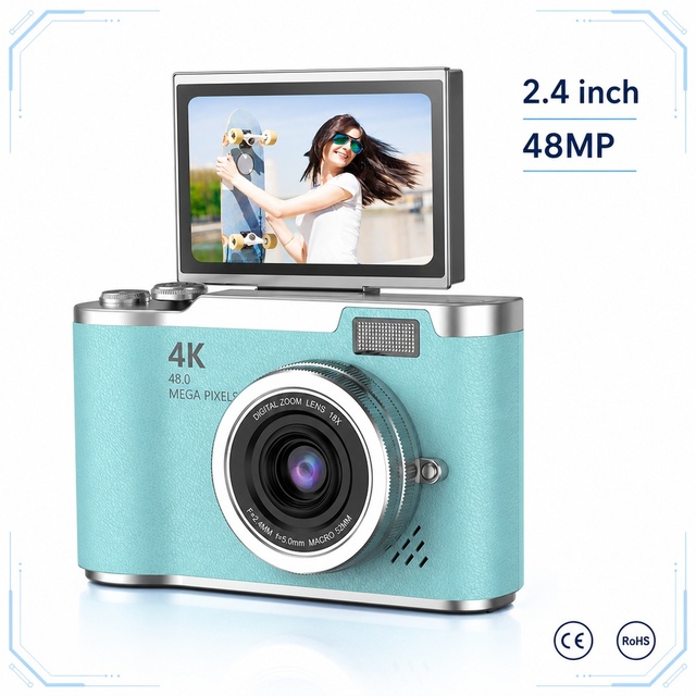 Digital Camera 4K  CMOS Video Built in Flash 8x Optical Zoom Cheap Portable CCD Camera for Student Vlog Shooting