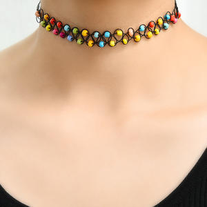 Ensemble de colliers de perles colorées pour femmes, 12 pièces, <span class=keywords><strong>collier</strong></span> élastique extensible, ligne de poisson, <span class=keywords><strong>collier</strong></span> de <span class=keywords><strong>tatouage</strong></span>, colliers ras du <span class=keywords><strong>cou</strong></span> - Product Image 2