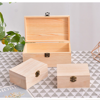 Grande boîte-cadeau de rangement créative en bois non peinte avec couvercle à charnière pour outils et jouets