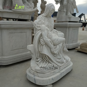 ONLY ART Produit d'usine Stock Statue de Saint Catholique Pierre Marbre Blanc <span class=keywords><strong>Pieta</strong></span> Sculpture - Product Image 3