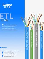 Kabel Plenum Cat5e Seri ETL LINE/Series CMR, Tembaga Padat 0.51mm, 1000ft, Terdaftar 24awg UTP PVC CMR Hijau, Kabel Plenum CMR